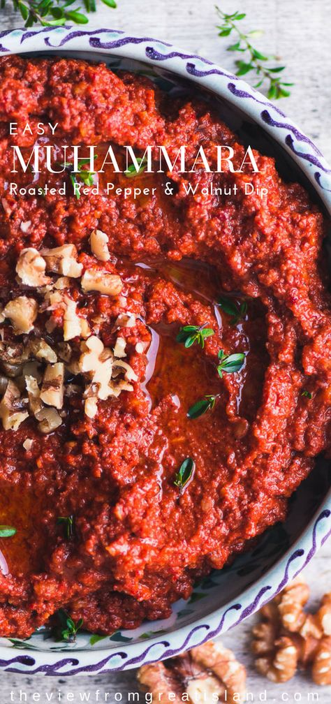 Bean Dips, Muhammara Recipe, Walnut Dip, Arabisk Mad, Syrian Food, Algerian Recipes, Baba Ganoush, Turkish Food, Roasted Red Pepper