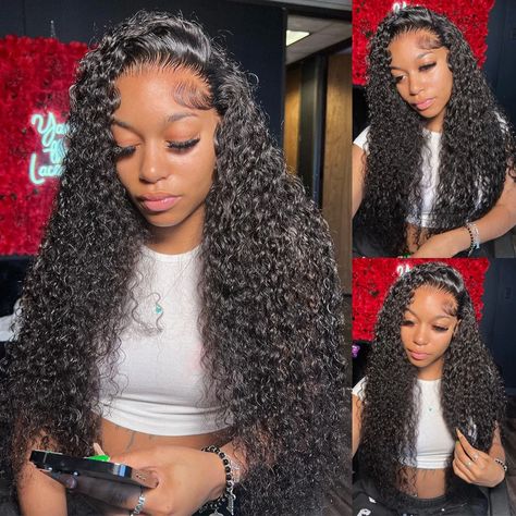 30 32 Inch Deep Wave 13x4 Lace Front Human Hair Curly Glueless 13x6 HD Transparent Lace Frontal Wigs Frontal Wig Hairstyles, Glueless Wigs, Birthday Hair, Lace Front Human Hair, Frontal Wig, Cap Hair, Deep Wave, Wigs Hair Extensions, Wig Styles