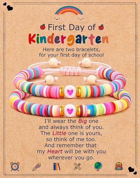 Amazon.com: First Day of Kindergarten Bracelets Mommy and Me Gifts for Back to School Stuff First Day of School Mother Daughter Bracelets Back to Scool Supplies: Clothing, Shoes & Jewelry First Grade Gifts, First Day Of School Gifts, Back To School Stuff, First Day Of Kindergarten, Mother Daughter Bracelets, Kindergarten Gifts, Always Thinking Of You, Kindergarten First Day, Back To School Supplies