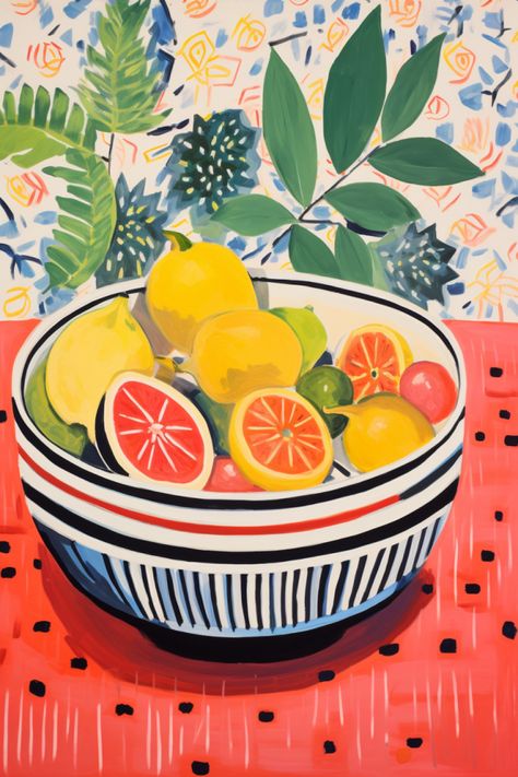 Modern art painting of a fruit bowl Kitchen Artwork Painting, Feature Wall Kitchen, Kitchen Paintings, Canvas Living Room, Living Room Painting, Apartment Wall Art, Modern Art Painting, Kitchen Artwork, Room Painting