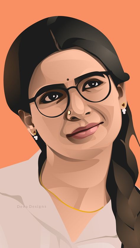 Samantha Drawing, Doctor Who Crafts, Vector Portrait Illustration, Samantha Ruth Prabhu, Actors Illustration, Abstract Pencil Drawings, Terracotta Jewellery Designs, Pop Art Images, Indian Illustration