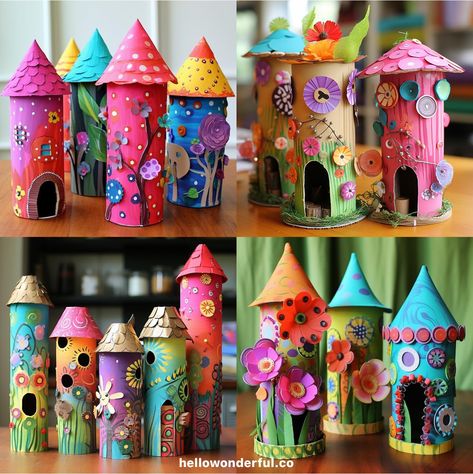 Paper Tube Crafts, Tube Crafts, Fairy Crafts, Paper Roll Crafts, Crafts Paper, Toddler Art, Camping Crafts, Paper Houses, Childrens Crafts