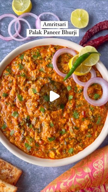 Pickles & Wine on Instagram: "Amritsari Palak Paneer Bhurji   Here’s an Amritsari twist to Palak Paneer and the results are divine 😍  Recipe:  Ingredients:   1. Besan Masala  In a bowl, add and mix the following:   -3 TBSP Roasted Besan  -1 TBSP Red Chilli Powder  -1 TSP Cumin Powder  -A Pinch Of Turmeric  -1/2 TSP Cholle Masala -1/2 TSP Pav Bhaji Masala  -1/2 TSP Chaat Masala  -1/2 TSP Salt  -1/2 Cup Curd  -1/4 Cup Milk  -2 TBSP Hot Oil   2. For the Amritsari Paneer Bhurji:  -1 TBSP Oil  -1 TSP Butter  -2 Chopped Green Chillies  -1 TBSP Chopped Garlic  -1 inch Chopped Ginger  -3 Chopped Onions  -3 Chopped Tomatoes -Salt To Taste  -Prepared Besan Masala -Water  - 2 Cups Spinach (Palak)  -250 GMs Grated Paneer  -1 TBSP Lemon Juice  -1 TBSP Fresh Coriander  Process:   - Prepare the besan ma Grated Paneer Recipes, Paneer Burji With Gravy, Easy Punjabi Recipes, Amritsari Paneer Bhurji, Palak Paneer Recipes Indian, Palak Recipes Indian, Paneer Burji, Paneer Bhurji Recipe, Spinach Paneer