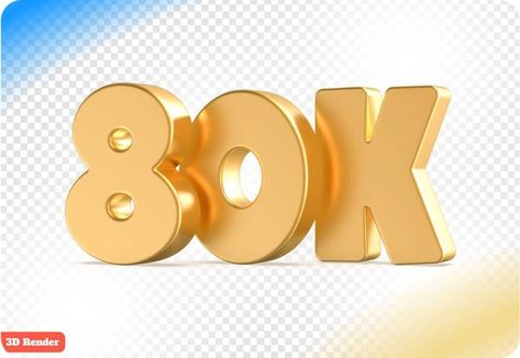 3D Gold Number 80K Followers PSD 137970498 - DG MOCKUP 80k Followers, 600 Followers, Gold Number, Facebook Post, Facebook Posts, Content Creators, Milestones, Mockup, Thank You