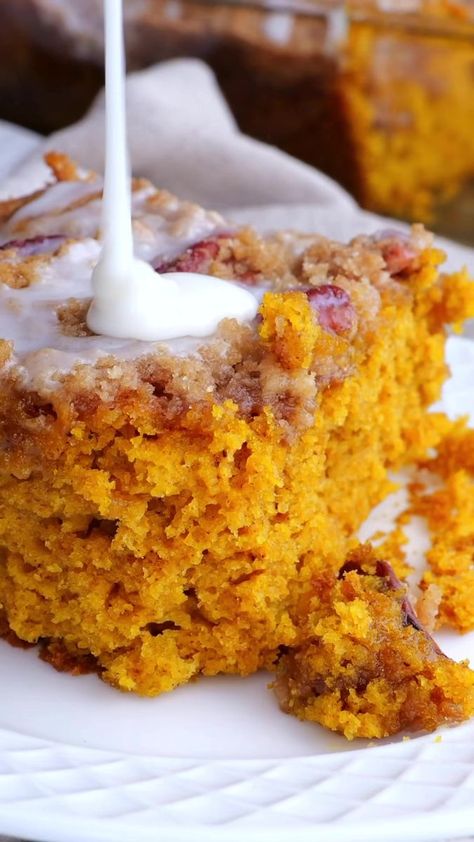 Pumpkin Pecan Coffee Cake Southern Lady Cooks, Butter Yellow Cake, Pumpkin Pecan Coffee Cake, Pecan Coffee Cake, Southern Lady Cooks, Southern Lady, Pumpkin Recipes Dessert, Fall Cakes, Berries Recipes