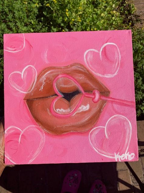 Art Ideas For Mini Canvas, Cosmic Lovers Art, Diy Home Decor Canvas Paintings, Hippy Canvas Art, Canvas Art Ideas Easy Acrylic Paintings, Art Painting Ideas Aesthetic Easy, Cute Pink Aesthetic Paintings, Valentines Painting Ideas Canvases Kids, Painting Ideas On Canvas For Room