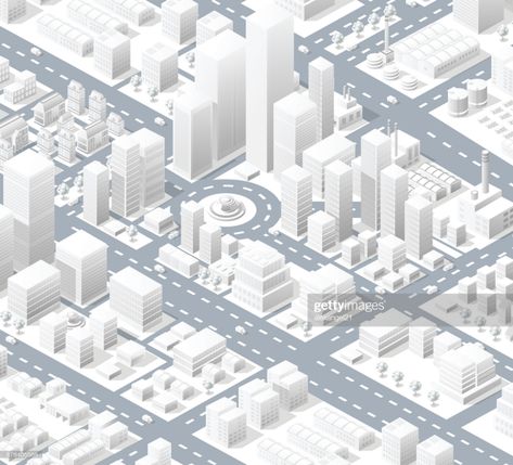 stock illustration : Urban district of the city Isometric Landscape, City Vector Illustration, Urban Mapping, Virtual City, Isometric Drawing, City Layout, City Vector, Isometric Design, Architectural Models