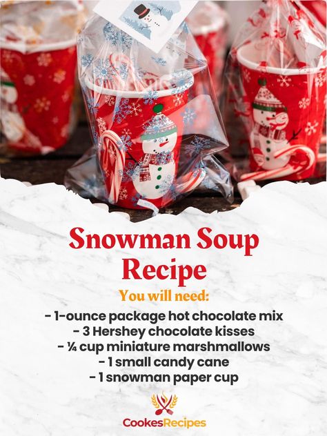 CookesRecipes - ☕❄️ Snowman Soup ❄️☕ This Snowman Soup... Hershey Kisses Chocolate, Snowman Soup, Soup Ideas, Snowman Crafts Diy, Holiday Cookie Recipes, Kisses Chocolate, Hot Chocolate Mix, Snowman Crafts, Winter Party