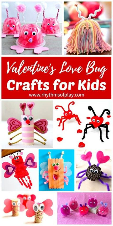 Bug Crafts For Kids, Love Bug Valentine, Easy Valentine Crafts, Crafts For Teens To Make, Bug Crafts, Valentine's Day Crafts For Kids, Valentine Crafts For Kids, Love Bug, Crafty Kids