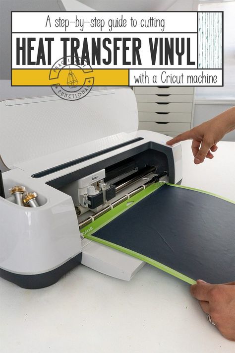 Heat transfer vinyl (or iron on vinyl) allows you to make custom t-shirts, tote bags, onesies, and more! This step by step guide with photos and screenshots shows you exactly how to cut heat transfer vinyl with a Cricut machine and iron it onto a t-shirt! Heat Transfer Vinyl Tutorial, Cricut Heat Transfer Vinyl, Cricut Iron On Vinyl, Cricut Help, Cricut Tips, Cricut Projects Beginner, Vinyl Shirts, Cricut Craft Room, Cricut Explore Air