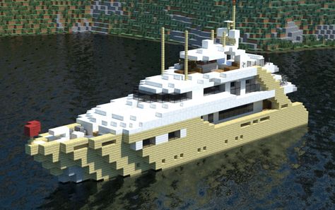 Alexandar V Luxury Yacht, creation #7993 Minecraft Boat, Villa Minecraft, Minecraft Car, Minecraft Modern City, Construction Minecraft, Minecraft Building Ideas, Case Minecraft, Rumah Minecraft Sederhana, Minecraft Mansion