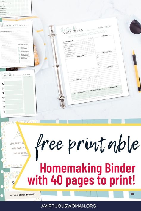 Family Binder Free Printables, Household Organization Binder, 2023 Free Printable, Homemaking Binder, Binder Printables Free, Home Organization Binders, Soap Bible Study, Binder Ideas, Free Printables Organization