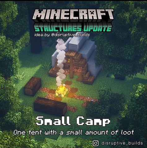 Camping Minecraft, Minecraft Tent, Minecraft Camp, Minecraft Building Blueprints, Minecraft Decoration, Minecraft Houses Survival, Minecraft Seed, Minecraft Banner Designs, Minecraft Farm