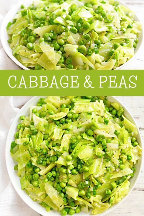 Cabbage and Peas Cabbage And Peas, Cabbage Side Dish, Easy Skillet Dinner, Vegan Easter Recipes, Vegetable Appetizers, Easy Skillet, One Pot Dinners, Skillet Dinners, Green Veggies