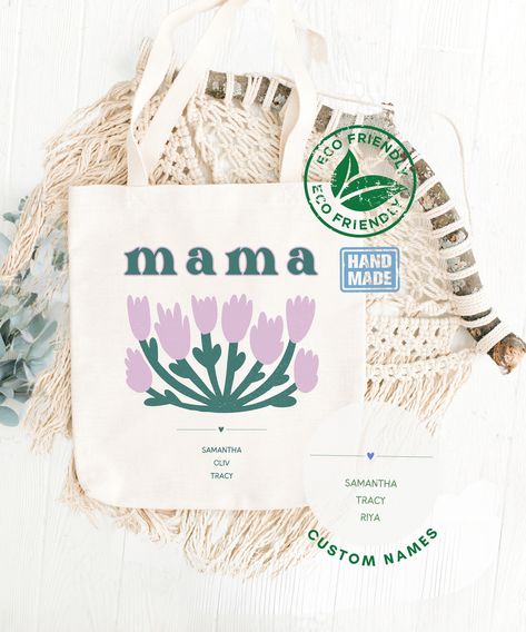 Personalized Mama's Garden Tote Bag, Mother's Day Gift, Personalized Tote Bags with Kids Name, Custom Floral Tote Mom Gift, Gift for Grandma Garden Tote Bag, Handmade Tote Bag, Mothers Day Special, Celebrate Mom, Tote Bags Handmade, Personalized Tote Bags, Gift For Grandma, Eco Friendly Fashion, Garden Tote