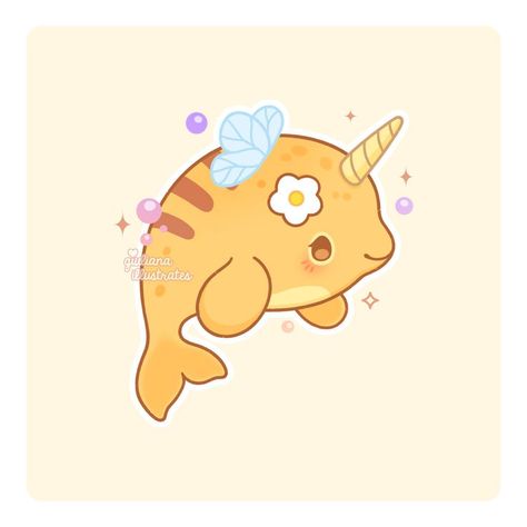 Cute little narwhal disguised as a bee 🥰 #kawaiicow #kawaiiaesthetic #pastelart #softcore #cutenarwhal #narwhal #narwhals Narwhal Tattoo, Kawaii Narwhal, Cute Narwhal, Tattoo Cute, Cute Doodles Drawings, Anime Animals, Kawaii Animals, Narwhal, Animal Stickers