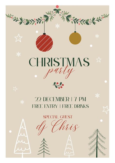 Templates Digital Invitations Design, Christmas Party Planning, Christmas Flyer Template, Party Layout, Bespoke Invitations, Holiday Templates, Christmas Flyer, Christmas Layouts, 22 December