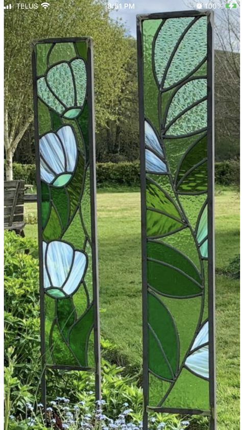 Stained Glass Garden Panels, Lead Came Stained Glass Patterns, Stained Glass Sidelights, Stained Glass Art Patterns, Stained Glass Yard Art, Contemporary Stained Glass Panels, Stained Glass Garden Art, Stained Glass Garden, Stained Glass Mosaic Art