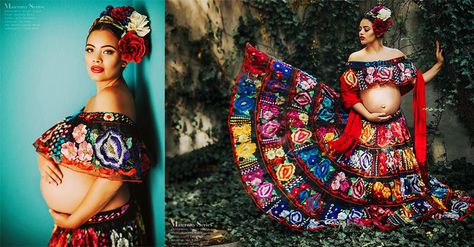 This dreamy Mexican-themed maternity shoot is like nothing we’ve ever seen Baby Shower Dress For Mom, Mexican Ideas, Prego Pics, High Images, Dress For Mom, Mexican Baby Shower, Bebe Shower, Ballet Folklorico, Baby Shower Dress