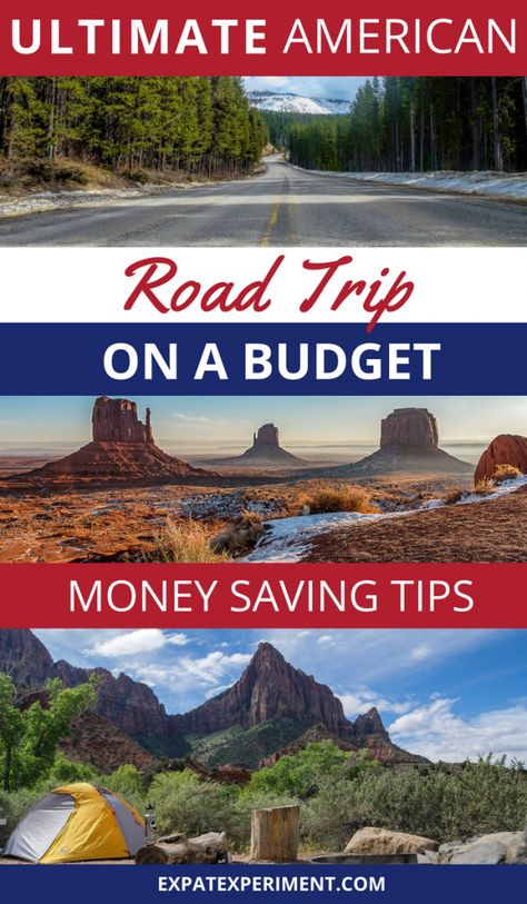 Ultimate American Road Trip on a Budget: Money Saving Tips! - The Expat Experiment Road Trip On A Budget, Renee Roaming, Trip Hacks, Great American Road Trip, Budget Money, Ultimate Road Trip, Rv Road Trip, Cross Country Trip, Cross Country Road Trip