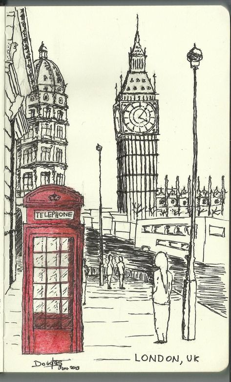 Drawing Of London, London Sketch Draw, London Aesthetic Drawing, London Drawing Sketches, Big Sketches, London Art Drawing, England Drawing, London Sketch, New York Drawing