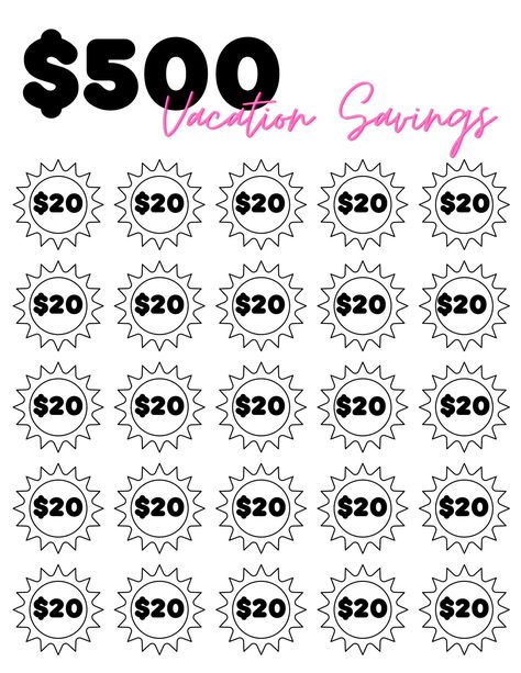 Fun and easy way to save money for your next Vacation!  This could be for spending money or an excursion for your trip. Color in each sun once you have saved the amount listed.  Once you have colored in all the suns you have reached your goal! Saving Money Motivation, Vacation Savings Challenge, Money Journal, Saving Plans, Money Challenges, Saving Money Chart, Savings Chart, Money Chart, Vacation Savings