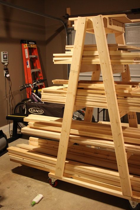 Mobile Lumber Rack Diy Lumber Rack, Pallet Deck Diy, Lumber Storage Rack, Lumber Rack, Wood Storage Rack, Lumber Storage, Woodworking Projects Furniture, Woodworking Furniture Plans, Diy Mobile