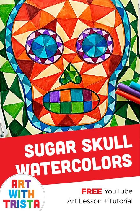 Hispanic Heritage Month Crafts, Hispanic Heritage Month Activities, Hispanic Artists, Modern Watercolor Paintings, First Grade Art, Arts Integration, Mexican Heritage, Modern Watercolor, Sugar Skull Art