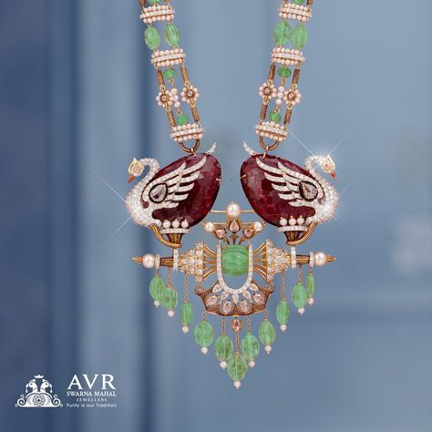 AVR Swarna Mahal Jewellers on Instagram: “Presenting ANANYA a fine jewellery collection that has no equivalent in design, beauty & craftsmanship. Each piece in this collection has a…” Ruby Necklace Designs, Small Pendants, Jewellery Design Sketches, Beads Mala, Gemstone Collection, Beautiful Gold Necklaces, Jewelry Design Drawing, Jewelry Set Design, Antique Bridal Jewelry