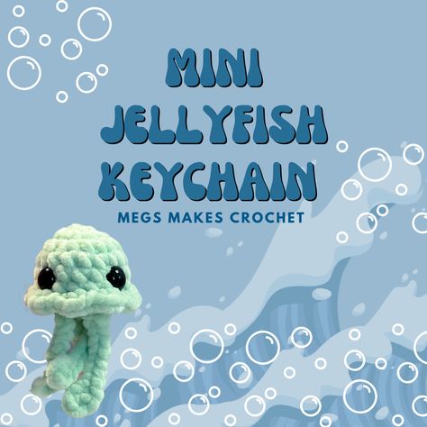 Mini Crochet Jellyfish Pattern, Mini Crochet Jellyfish, Crochet Water Animals, Amigurumi Jellyfish Pattern Free, Mini Jellyfish Crochet Pattern Free, Easy Small Amigurumi Free Pattern, Mini Keychain Crochet, Crochet Pocket Animals, Crochet Mini Projects