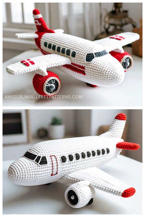 Amigurumi Airplane Free Pattern Airplane Crochet Pattern, Crochet Airplane Pattern Free, Crochet Toy Patterns Free, Crochet Baby Toys Free Pattern, Crochet Helicopter, Amigurumi Airplane, Plane Crochet, Airplane Crochet, Crochet Airplane