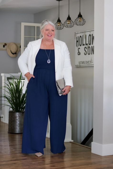 HOW TO STYLE A PLUS-SIZE JUMPSUIT SIX WAYS Casual Wedding Outfit Guest Plus Size, Plus Size Formal Wear Work, Plus Size Jumpsuit Outfit, Modest Outfits Plus Size, Plus Size Formal Wear, Jeans For Big Thighs, Casual Wedding Outfit Guest, Casual Wedding Outfit, Plus Size Modest