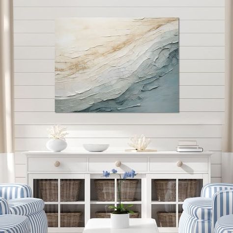 Designart "Minimalism Beige And Grey Wave Horizon I" Coastal Minimalism Wall Art - On Sale - Bed Bath & Beyond - 39937251 Coastal Living Room Art, Coastal Gallery Wall Ideas, Modern Coastal Decor Living Room, Florida Home Decor, Vintage Beach Decor, Costal Bedroom, Coastal Room Decor, Coastal Ideas, Airbnb Tips