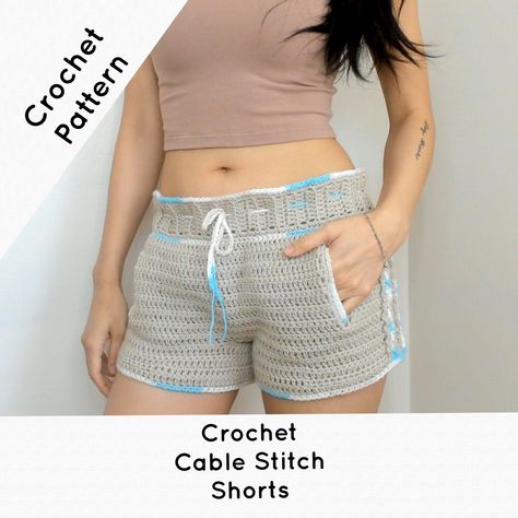 Free Crochet Patterns For Women, Stitch Shorts, Crochet Cable Stitch, Stitch Hoodie, Crochet Cable, Crochet Fringe, Crochet Shorts, Cable Stitch, Youtube Instagram