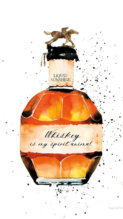 A fabulous art series by Mercedes Lopez Charro featuring whiskey bottles in her signature watercolor style Sunshine And Whiskey, Whiskey Bottles, My Spirit Animal, Black Peach, My Spirit, Animal Canvas, Art Series, Large Canvas Prints, Accent Wallpaper