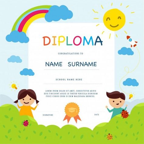 37 plantillas para diplomas y certificados completamente gratis Preschool Diploma, Happy Birthday Mom Quotes, Miss Kindergarten, Teacher Awards, Kids Awards, School Diploma, Certificate Background, Certificate Design Template, Award Certificates