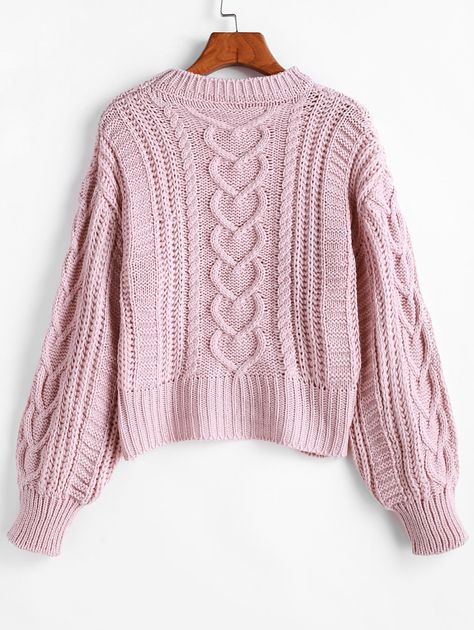 Solid Pullover Cable Knit Chunky Sweater  LIGHT GRAY PINK , #ad, #Cable, #Knit, #Solid, #Pullover, #Chunky #Ad Woolen Sweater Design For Women, Going Out Style, Knit Chunky Sweater, Crochet Sweater Design, Woolen Tops, Seasons Autumn, Teen Girl Dresses, Simple Trendy Outfits, Chunky Sweater