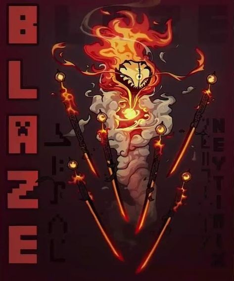 Minecraft Blaze, Minecraft Drawings, Minecraft Anime, Minecraft Mobs, Minecraft Wallpaper, Cool Minecraft, Monster Concept Art, Minecraft Art, Minecraft Fan Art