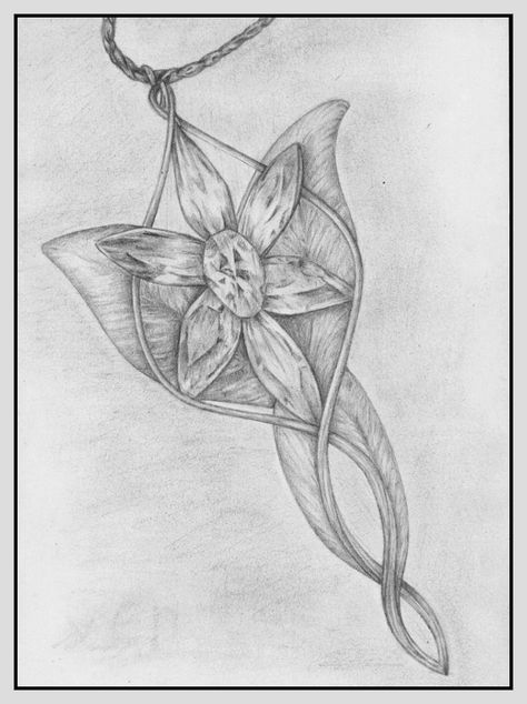 A small pencil drawing of Arwen's Evenstar necklace from the Lord of the Rings movies. I'm proud of the shading in the crystals. I never could do those before! 5 mm mechanical pencil with smudging ... Evenstar Necklace, Lotr Tattoo, Ring Sketch, Drawing Something, Lord Of The Rings Tattoo, Necklace Drawing, Middle Earth Art, Ring Tattoos, Small Drawings