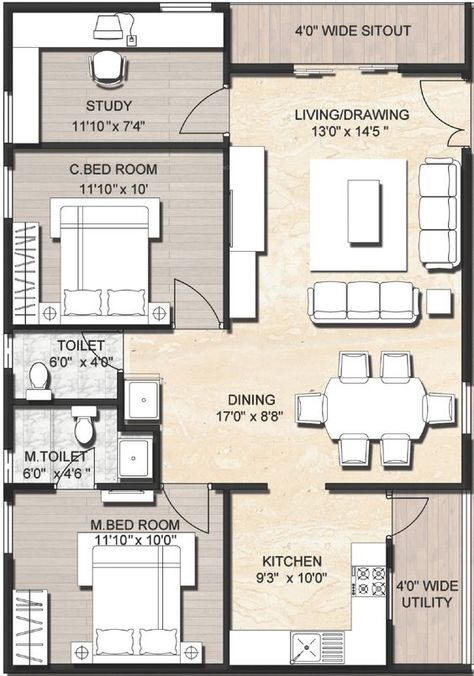 800 sq ft house plan designs as per Vastu 900 Sq Ft House, 800 Sq Ft House, 1000 Sq Ft House, 1200 Sq Ft House, Square House Plans, House Contemporary, 2bhk House Plan, 1000 Sq Ft, Indian House Plans