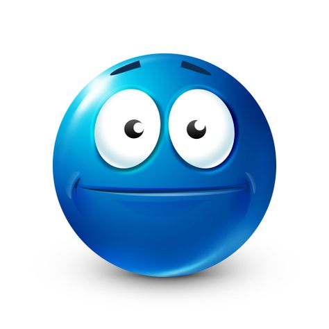 This smiley is giving nothing away with its blank grin. Blue Emoji, Blue Ball, Smiley Face, Smiley, Blue, White