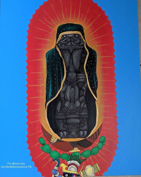 NeoMexicanismos on Instagram: “Tonantzin Coatlicue  Por @luis.coss #neomexicanismos #virgendeguadalupe #coatlicue #tonantzin” Aztec Symbols, Arte Cholo, Aztec Culture, Chicano Art, Mystical Art, Mexican Culture, Visionary Art, Indigenous Art, 2d Art