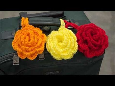 crochet luggage identifier - YouTube Crochet Suitcase Tag, Crochet Luggage Tags Free Pattern, Crochet Luggage Identifiers, Crochet Luggage Tags, Crochet Luggage, Luggage Identifiers, Crochet Accessories, Luggage Tag, Luggage Tags