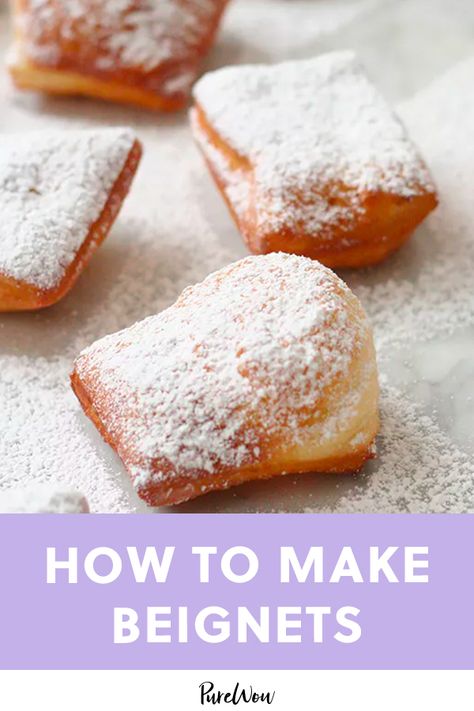 New Orleans Bignè, Begniets Recipes Easy, Beneights Recipe, Bigne Recipe, Benyas Recipe, Beignet Recipes, Banquet Desserts, How To Make Beignets, Beignet Recipe