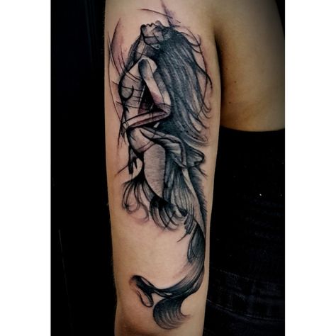 Abstract Mermaid #mermaidtattoo #tattooartist #tattooers | By Dee Inkslinger | Done at Custom Ink Tattooing | Jan 26th 2019 | 845213 Abstract Mermaid, China Tattoo, Tummy Tattoo, Tattoos Black, Explore Tattoo, Up Tattoo, Mermaid Tattoo, Book Tattoo, Custom Ink