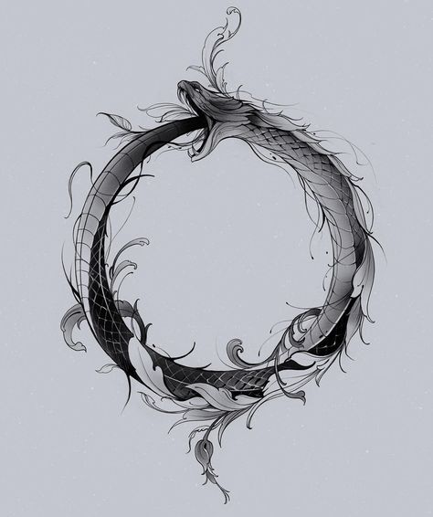 Ouroboros Mirror Acotar, Orobourous Tattoo, Snake Circle Tattoo, World Serpent Tattoo, Ouroboros Tattoo Design, Circle Tattoo Ideas, Dragon Ouroboros, Snake Ouroboros, Jeep Tattoo