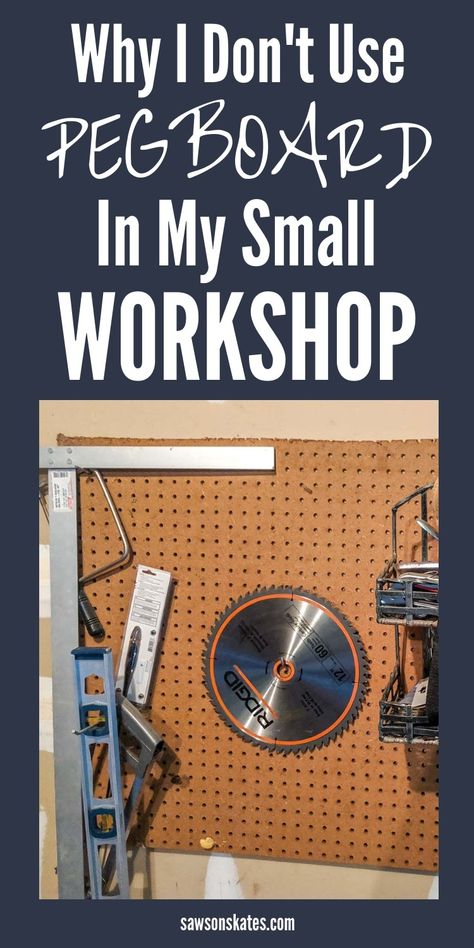 4 Reasons Why I Don’t Use Pegboard (What I Use Instead) | Saws on Skates® Tool Shop Organization, Tool Pegboard, Woodworking Workshop Layout, Workshop Inspiration, Garage Projects, Workshop Cabinets, Tool Storage Cabinets, Diy Garage Storage Cabinets, Garage Workshop Organization