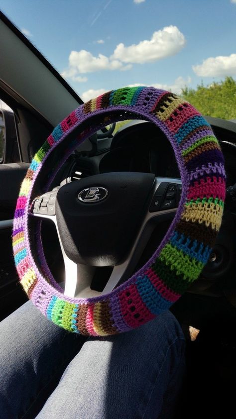 Crocheted Wheel Cover, Pink Crochet Steering Wheel Cover, Car Wheel Crochet, How To Crochet A Steering Wheel Cover, Knitted Steering Wheel Cover, Crochet Steering Wheel Covers, Crocheted Steering Wheel Cover, Crochet Steering Wheel Cover Free, Car Accessories Crochet Free Pattern