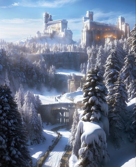 Snow Castle, Fantasy Village, Winter City, Armadura Medieval, Castle Art, Fantasy Sci Fi, Fantasy City, Fantasy Castle, Fantasy Setting