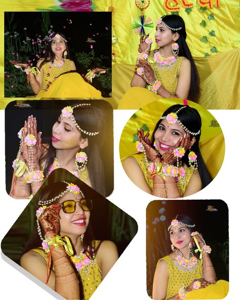 Bride Haldi ceremony shoot Haldi Ka Photo, Haldi Bridesmaid Poses, Haldi Ceremony Photos, Mehndi Stills, Haldi Ceremony Photography Poses, Haldi Photo Shoot, Haldi Shoot Poses, Haldi Photoshoot With Friends, Haldi Bride Poses